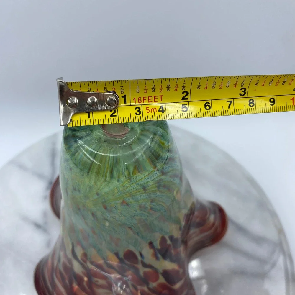 Vintage Artist Signed Studio Abstract Art Glass 1998 Handblown Ruffled Vase 7.5